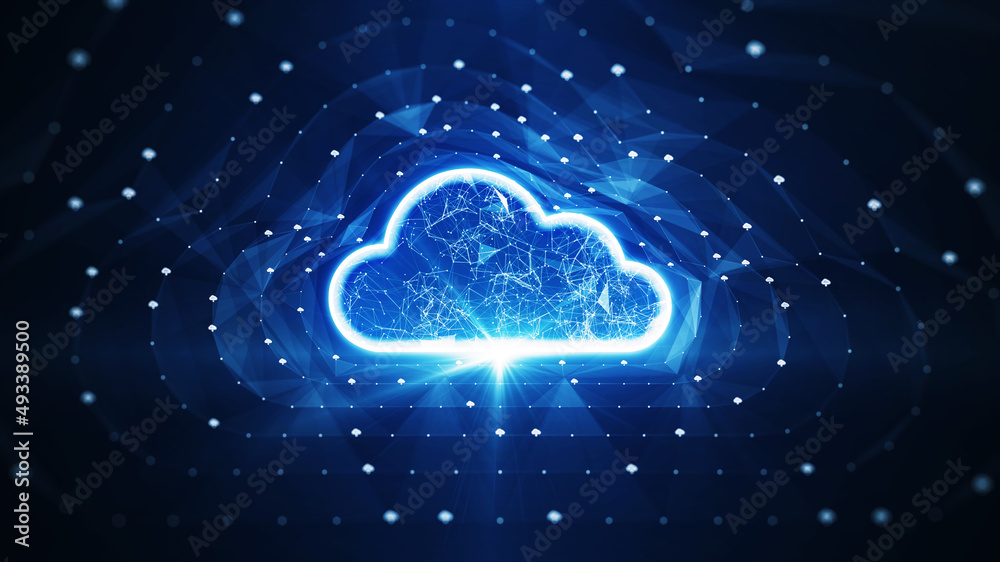 Leinwandbilder storage technology concepts transfer data to cloud computing platforms. a large cloud icon stands ou