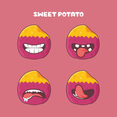 Sweet potato cartoon. vector illustration of boiled sweet potato plant or food