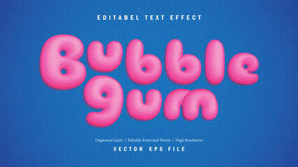 Editable Bubble Gum Font Design. Alphabet Typography Template Text Effect. Lettering Vector Illustration for Product Brand and Business Logo.
