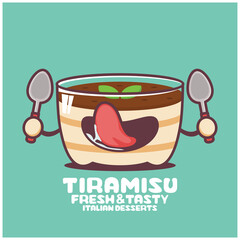 Tiramisu cartoon. vector illustration of italian dessert