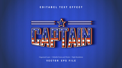 Editable Captain Font Design. Alphabet Typography Template Text Effect. Lettering Vector Illustration for Product Brand and Business Logo.