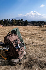 静岡県富士宮市の富士山の見えるキャンプ場でバックパックキャンプ