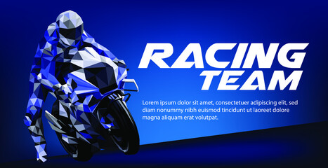 Polygonal vector illustration of  Superbike motorcycle. © oshdr