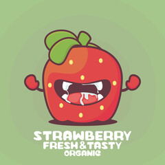 Strawberry cartoon. fresh fruit vector illustration
