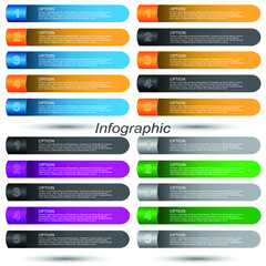 Collection infographics with steps and options