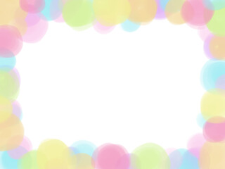 Fototapeta premium 手描き水彩風のカラフルで可愛いドットフレーム