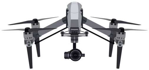 Drones, Drone Vector, Drone Illustration, Editablle Drone Graphic - Professional drone with high definition camera for pro standard aerial recordings and photography