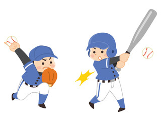 野球選手の男性　野球部　ピッチャー　バッター