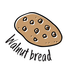 手描き素材_食べ物＿くるみパン
