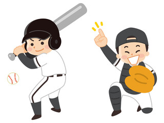 野球選手の男性　野球部　バッター　キャッチャー