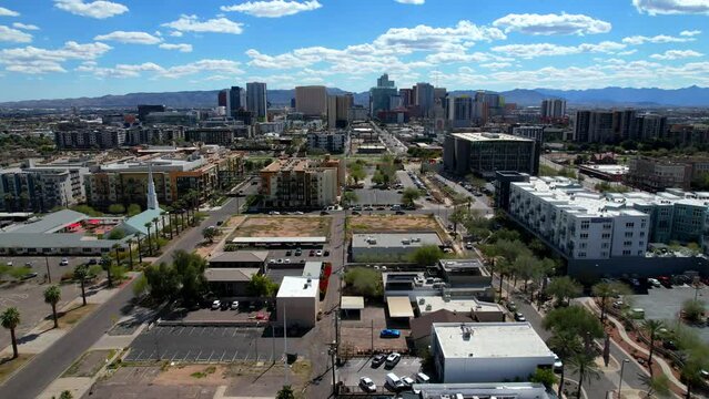 Aerial Orbit Phoenix Arizona on Sunny Day