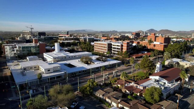 Aerial Orbit of University of Arizona Campus in Tucson Arizona