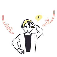 周りを見渡す若い男性のイメージイラスト