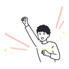 応援をする若い男性のイメージイラスト
