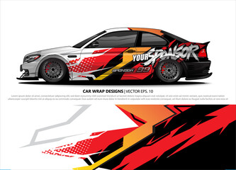 car wrap design. simple lines with abstract background vector concept for vehicle vinyl wrap and automotive decal livery