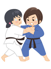 柔道家の女性　組み手　武道　部活動