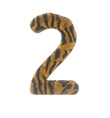 Furry Tiger Themed Font With White Background Number 2
