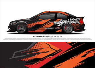 Car wrap decal design vector. abstract Graphic background kit designs for vehicle, race car, rally, livery, sport car
