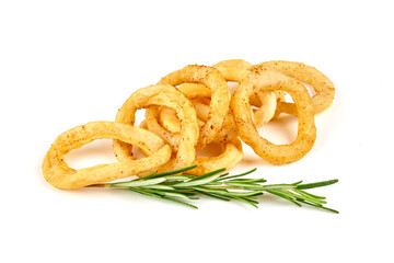 Deep Fried Calamari Rings, isolated on white background.