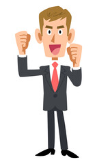 張り切る若いビジネスマンの全身
