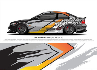 Car wrap decal design vector. abstract Graphic background kit designs for vehicle, race car, rally, livery, sport car
