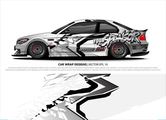 Car wrap decal design vector. abstract Graphic background kit designs for vehicle, race car, rally, livery, sport car