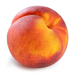 Fresh Yellow Peach isolated on white background, Yellow Peach on White Background With clipping path.