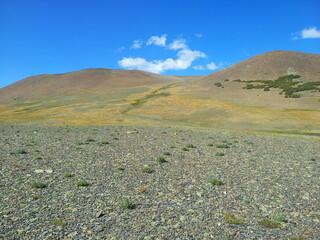 Barren alpine landscape near the Parker Pass summit in the Sierra Nevada Mountains