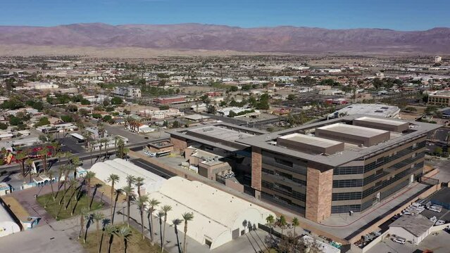 Afternoon view of the urban core of downtown Indio, California, USA.