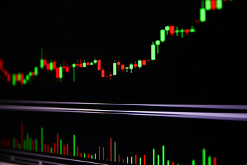 graph of stock price on black background