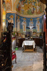 The main altar of The Greek Orthodox Church of the Annunciation in the old part of Nazareth,...