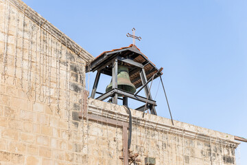 Small bell tower on the roof of The Greek Orthodox Church of the Annunciation in the old part of Nazareth, northern Israel