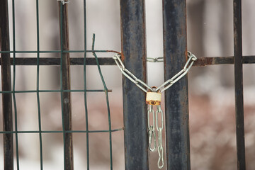 Close up of the gate chained