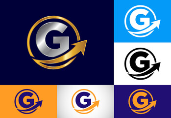 Fototapeta premium Initial G monogram alphabet symbol design incorporated with the arrow. Financial or success logo concept. Font emblem. Logo for business and company identity
