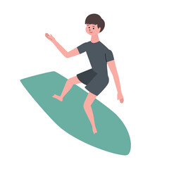 サーフィンをする男性のイラスト