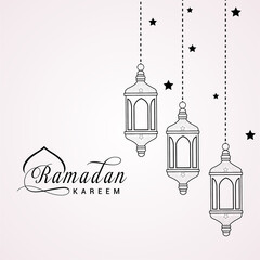 Ramadan Kareem hanging lamps greeting Premium design