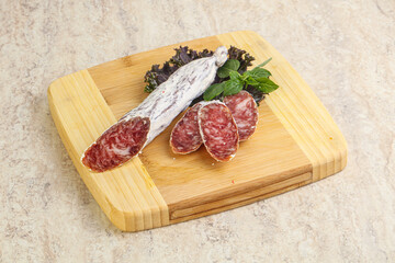 Spanish pork fuet dry sausage