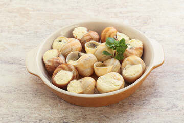 Delicous baked snail with butter - Escargot