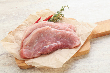Raw pork schnitzel for roast
