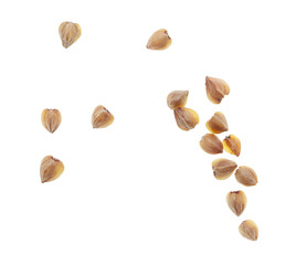 Buckwheat groats isolated on white background.
