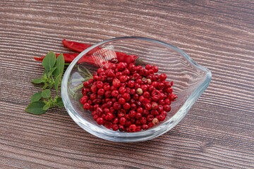 Red pepper seeds in the bowl