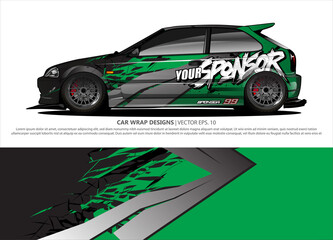 Race car wrap design vector for vehicle vinyl sticker and automotive decal livery