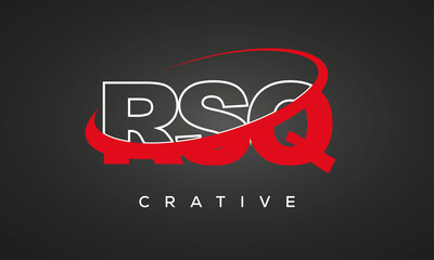 RSQ creative letters logo with 360 symbol vector art template design	