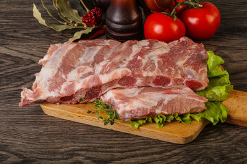 Raw pork ribs for cooking