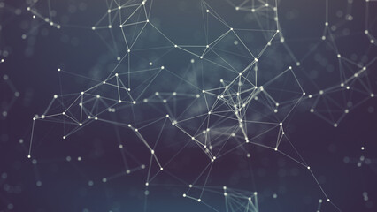 Abstract digital connection moving dots and lines