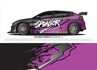 Race car wrap design vector for vehicle vinyl sticker and automotive decal livery