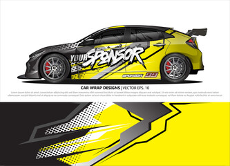 Fototapeta premium Race car wrap design vector for vehicle vinyl sticker and automotive decal livery