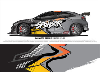 Race car wrap design vector for vehicle vinyl sticker and automotive decal livery