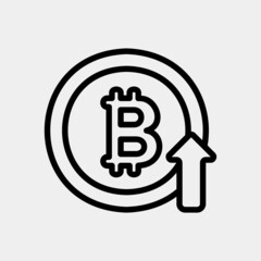 Bitcoin up icon in line style about currency, use for website mobile app presentation