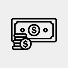 Money icon in line style about currency, use for website mobile app presentation